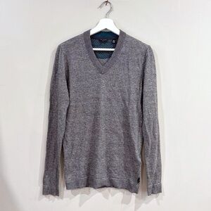 Ted Baker London Men V-Neck Lightweight Sweater Size 2 US S Gray Wool Cashmere